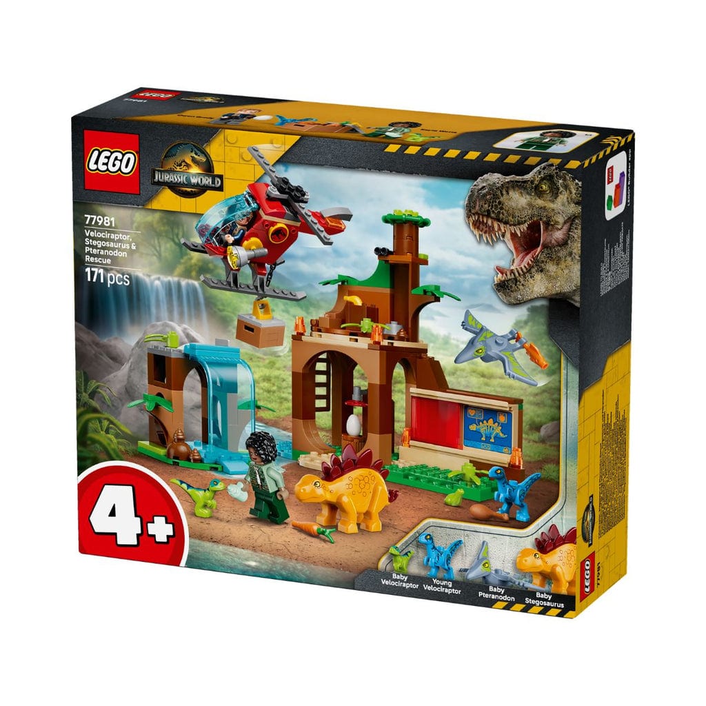  Đồ Chơi Lắp Ráp Nhiệm Vụ Giải Cứu Velociraptor, Stegosaurus Và Pteranodon LEGO JURASSIC 77981 (171 chi tiết) 