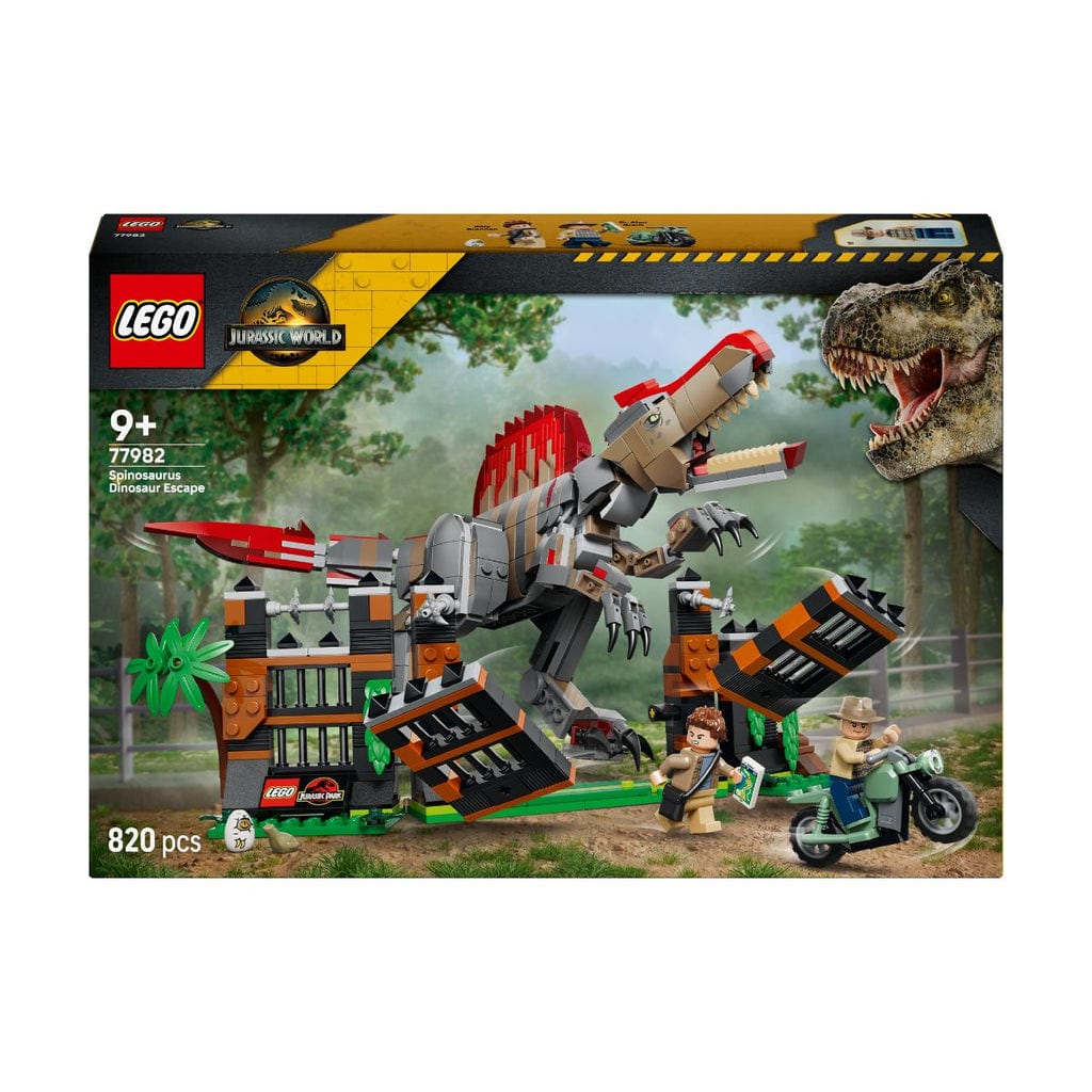 樂高與益智玩具:  逃脫暴龍Spinosaurus拼裝玩具 LEGO JURASSIC 77982 (820個零件) 