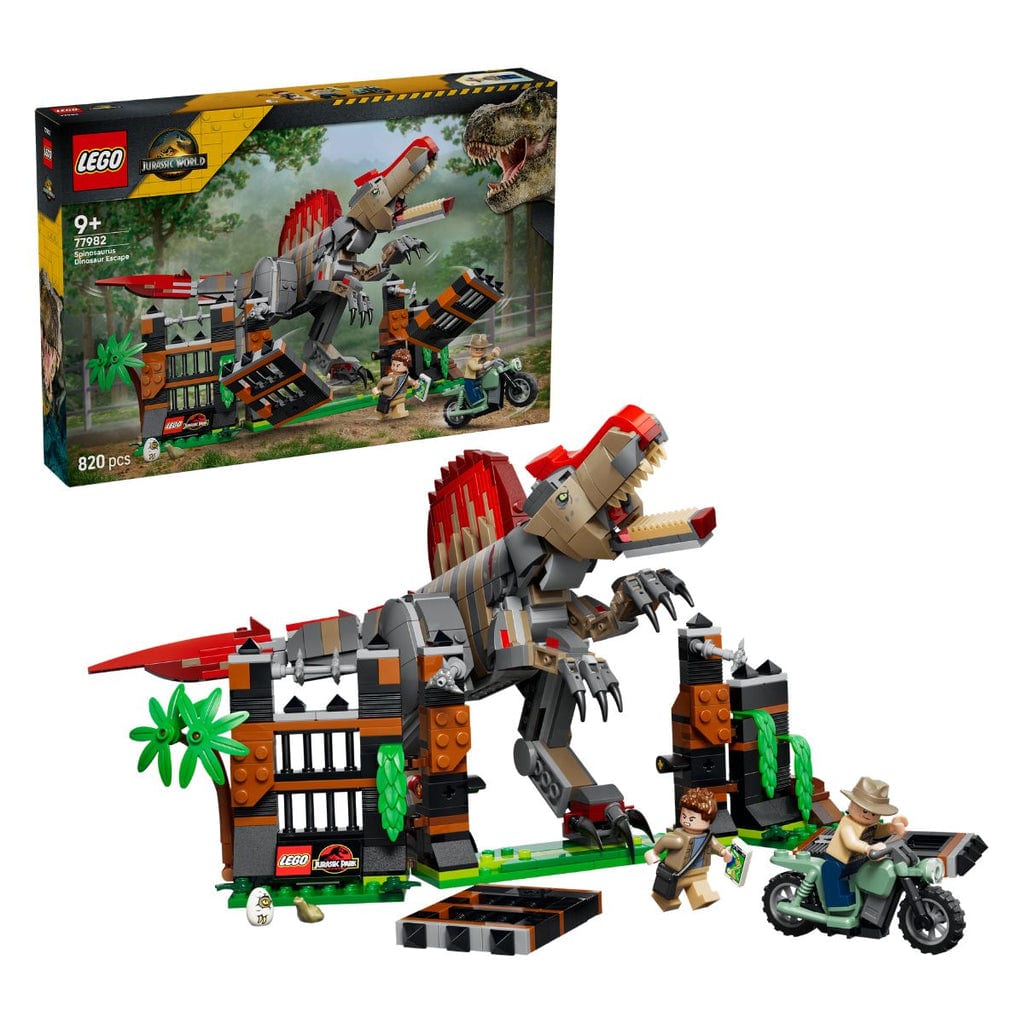 樂高與益智玩具:  逃脫暴龍Spinosaurus拼裝玩具 LEGO JURASSIC 77982 (820個零件) 