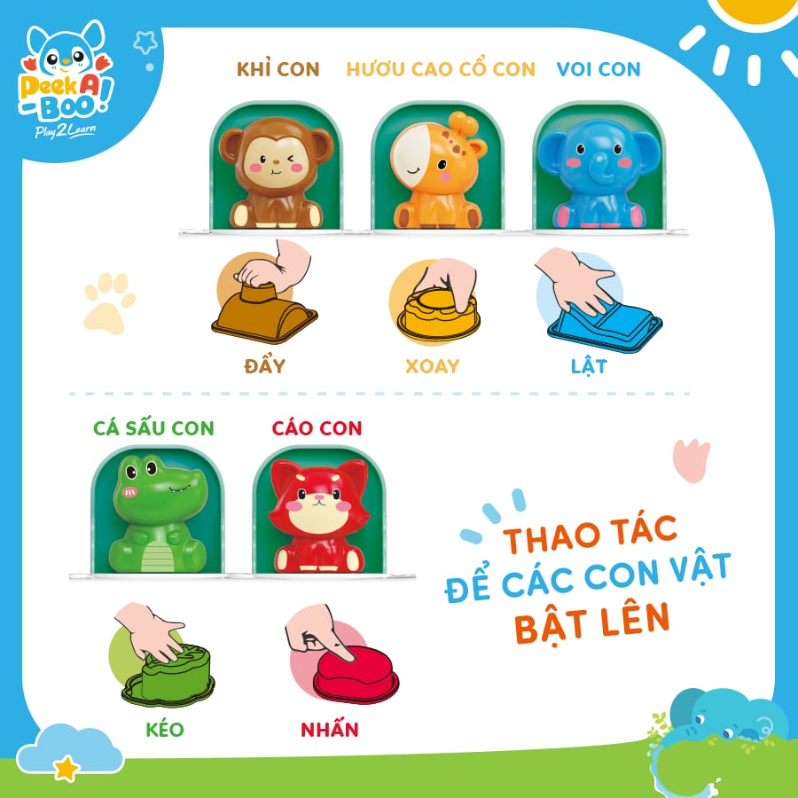  Đồ Chơi nút bật rèn luyện tay-mắt cho bé PEEK A BOO PAB048 