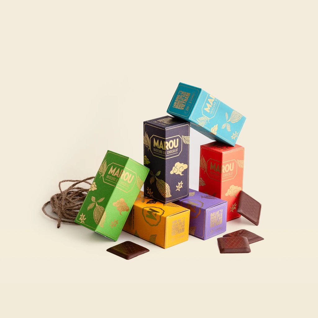 Socola Maison Marou:  Set 6 Hộp Socola Miếng Vuông Dòng Single Origin (6X80G) Marou 