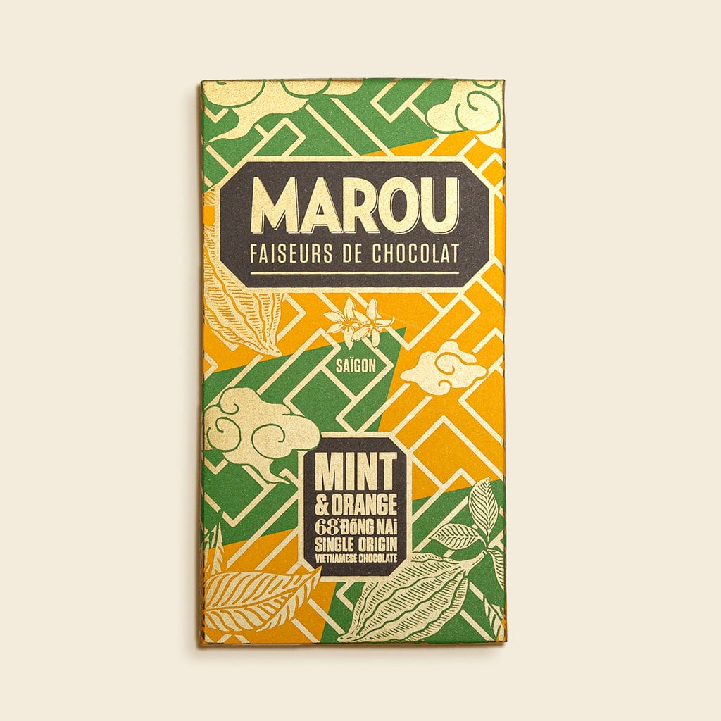 Maison Marou Schokolade:  Đồng Nai 68% Schokolade mit Orange & Minze Marou 