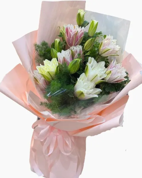 Bó Hoa Ly Ánh Hồng Kép - HBD279 | Flosa