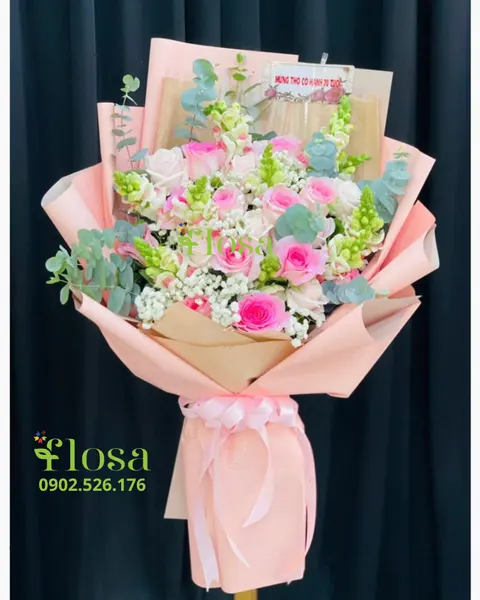 長形花束:  粉色玫瑰花束 - HBD317 
