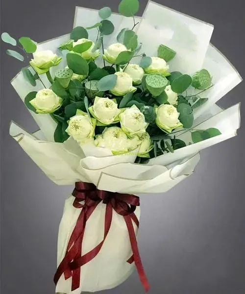 Long Bouquet:  White Lotus Bouquet - HBD118 