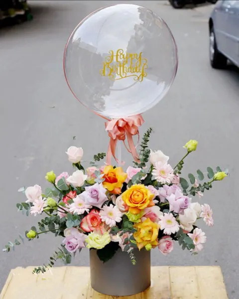 花與氣球:  濃烈橙色氣球花 - HBB01 