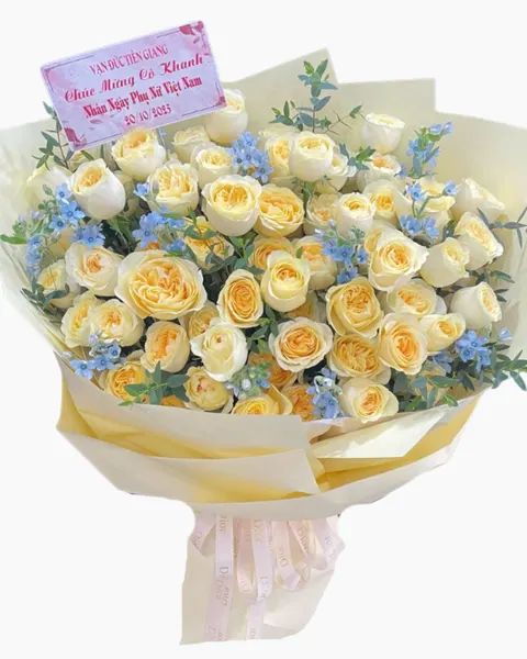 Hoa Bó Dài: Bó Hoa Vàng Kem - HBD335 | Flosa