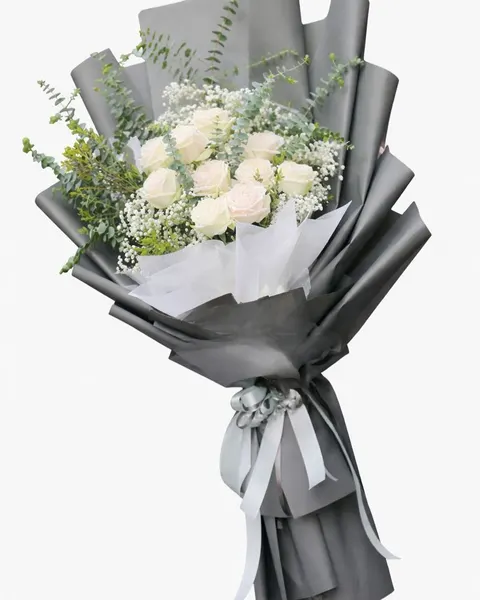 Hoa Bó Dài: White Roses - HBD09 - Hoa 8/3 | Flosa