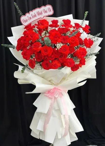 Hoa Bó Dài: Bó Hoa Đỏ Nồng - HBD364 | Flosa