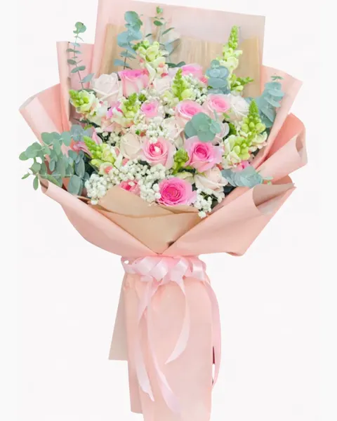 長形花束:  粉色玫瑰花束 - HBD317 
