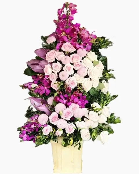 Hoa Kỷ Niệm: Hộp Hoa Tone Hồng Tím - HCH111 | Flosa