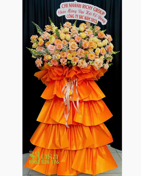 Hoa Chúc Mừng: Kệ Hoa Cam Tươi Thắm  - HCM106 | Flosa