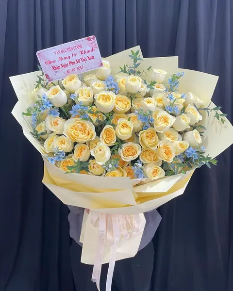 Hoa Bó Dài: Bó Hoa Vàng Kem - HBD335 | Flosa