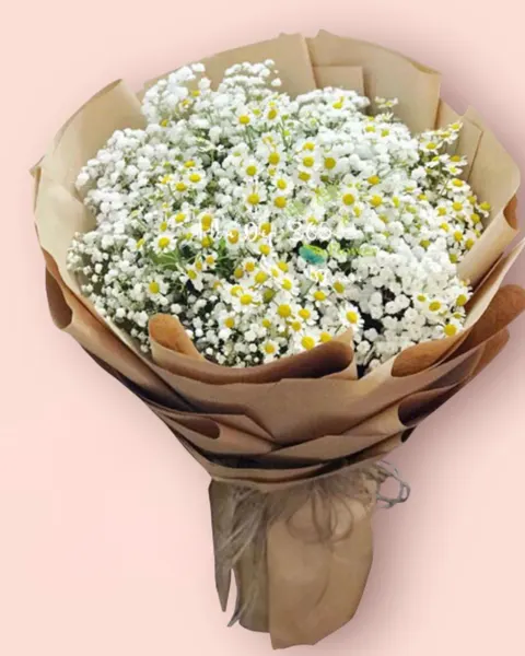 圓形花束:  滿天星配小雛菊花束 - 送給媽媽 - HBT70 