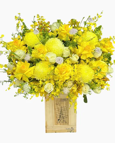 Hộp Hoa Tươi: Hộp Hoa Vàng Qúy  - HH130 | Flosa