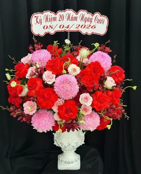Hoa Cắm Bình: Bình Hoa Đỏ Kiều - HCB86 | Flosa