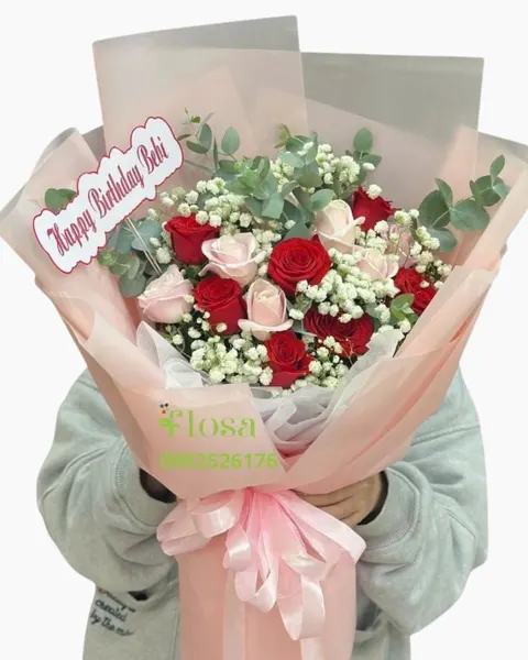長形花束:  溫柔玫瑰花束-HBD308 