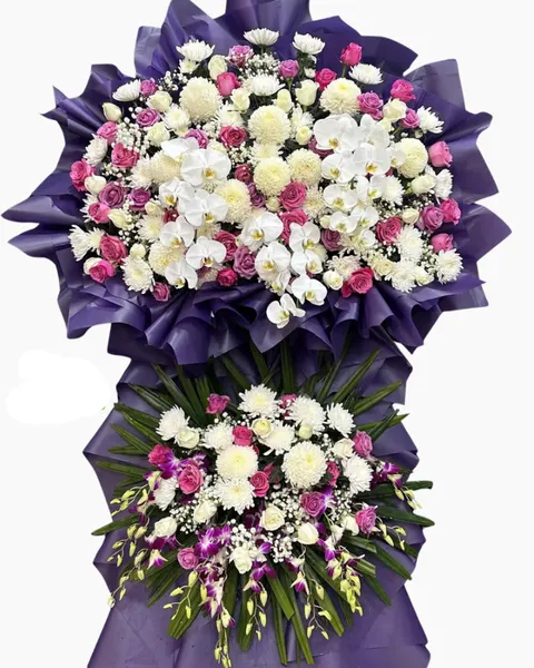 Hoa Chia Buồn: Lẵng Tím Thương Kính - HTL156 | Flosa