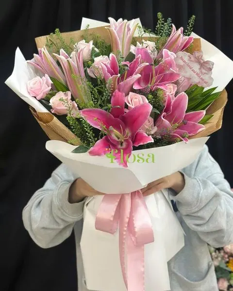 長形花束:  幸福粉色花束-HBD315 