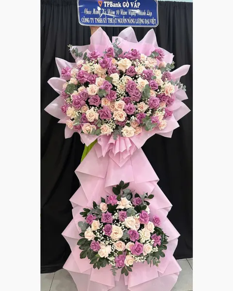 Hoa Chúc Mừng: Kệ Hoa Sắc Hồng - HCM75 | Flosa