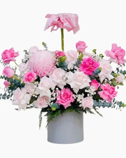 Flowers and Balloons:  Pink Balloon Flower Box - HBB09 