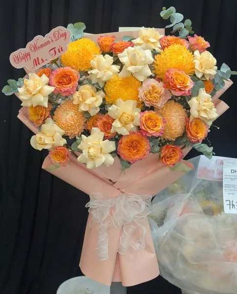 Hoa Bó Dài: Bó Hoa Ánh Cam  - HBD351 | Flosa