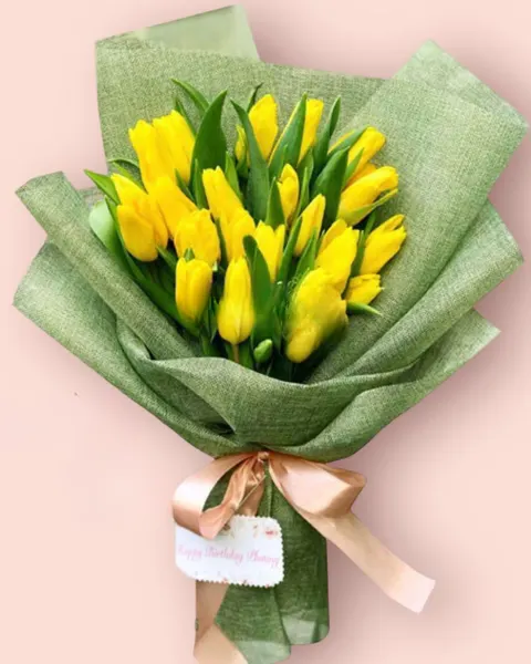 Hoa Bó Dài: Tulipa Vàng - HBD189 - Hoa 8/3 | Flosa