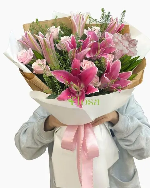 長形花束:  幸福粉色花束-HBD315 