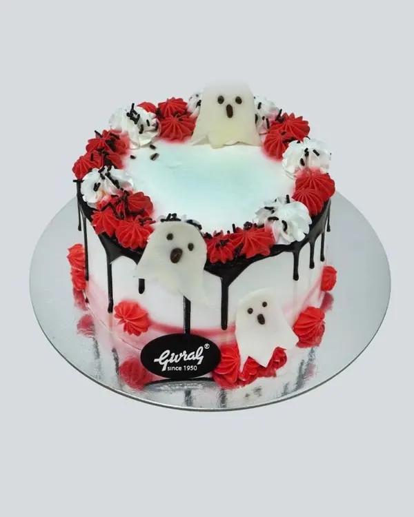 バースデーケーキ:  Givral ハロウィンケーキ おばけと赤いクリーム 