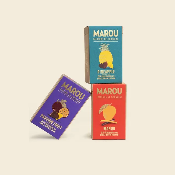Marou Set Of 3 Tropical Delight Fruit Enrobed With 65% Dark Chocolate