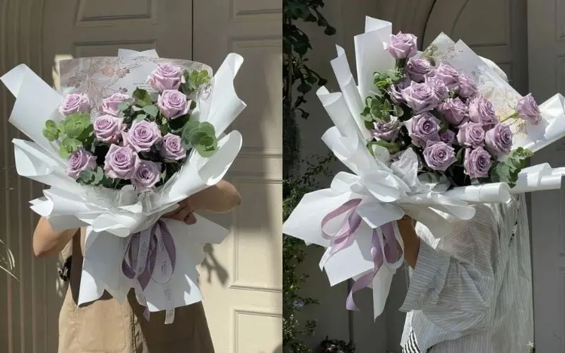 Bó hoa hồng tím đẹp tặng hoa sinh nhật