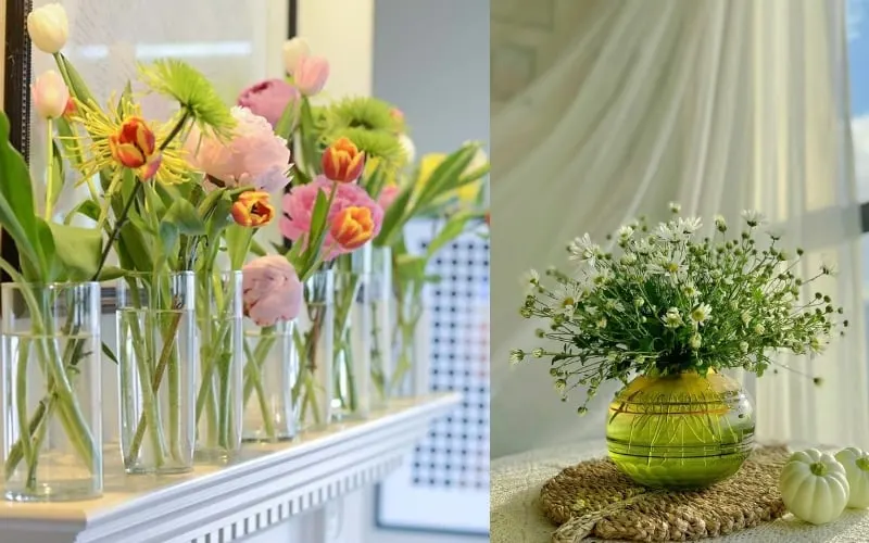 Cách cắm hoa cúc nhỏ nhiều màu để bàn làm việc