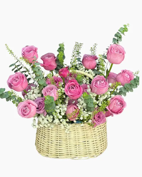 Deep Red Rose Basket - HG88