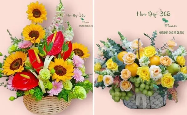 Giỏ hoa khai trương giúp tô điểm không gian, mang ý nghĩa may mắn