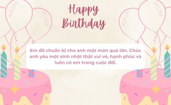 Lời chúc mừng sinh nhật anh yêu