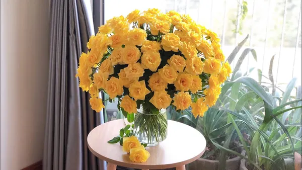 Chiêm ngưỡng mẫu cắm hoa hồng dạng vòm tròn nổi bật.