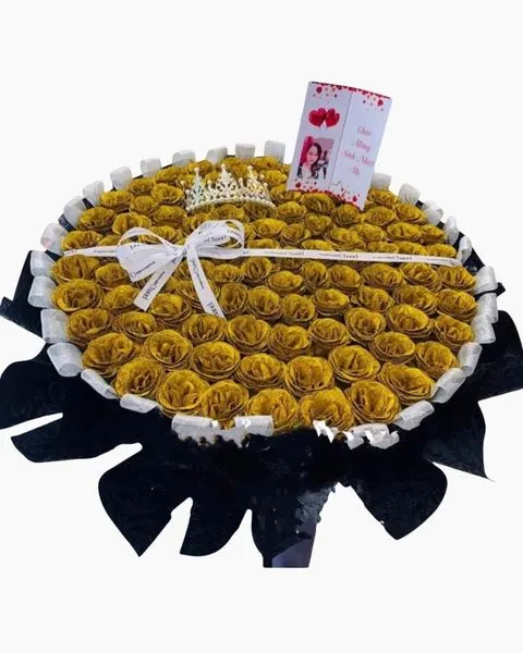 99 Gold Soap Roses Bouquet - HST34 - March 8 Flowers