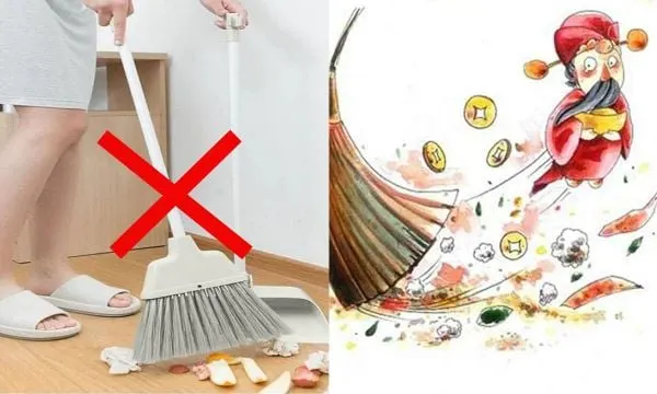 Không nên quét nhà ngày Tết vì sẽ quét đi tài lộc (Nguồn: Internet)