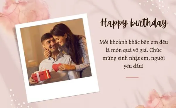 Hình ảnh thiệp chúc mừng sinh nhật người yêu thích hợp đính kèm hoa