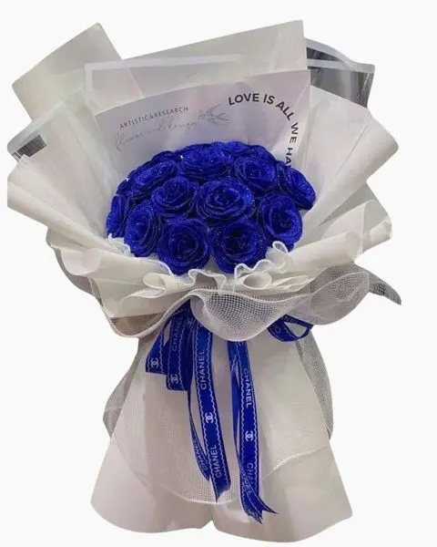 Blue Glitter Sunlight Rose Bouquet - HST54