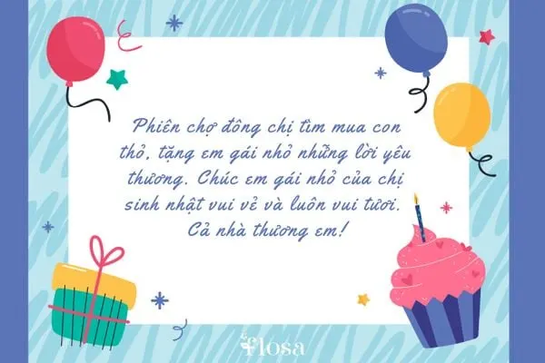 Một chiếc thiệp online với lời chúc mừng em gái đáng yêu
