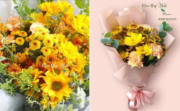Bó hoa cúc vàng rực rỡ, thể hiện tình yêu thương đến mẹ