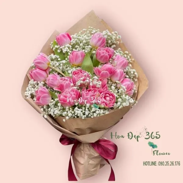 Bó Hoa Tulip Hồng - HBD120 - Hoa 8/3