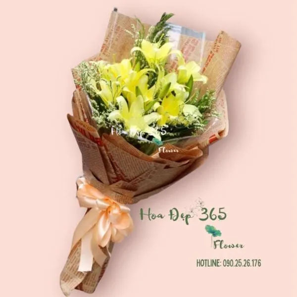 Bó hoa ly vàng - HBD53 với những đóa ly vàng rực rỡ, thu hút ánh nhìn là món quà 20/10 ý nghĩa