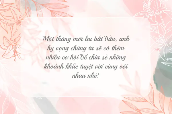 Gửi người yêu những lời chúc mùng 1 đầu tháng ý nghĩa để càng yêu nhau nhiều hơn