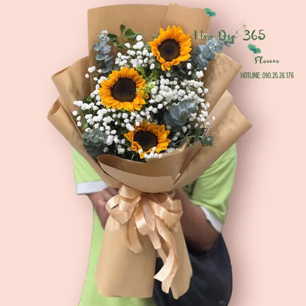 Bó hoa 8/3 - hướng dương mix hoa baby