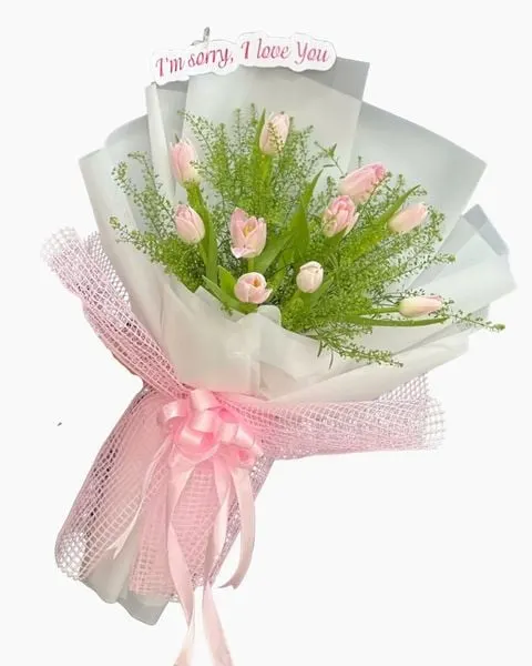 Light Cloud Tulip Bouquet - HBD297
