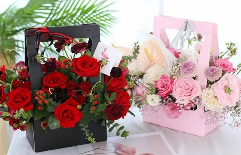 Hình ảnh giỏ hoa hồng đơn giản đẹp làm quà tặng sinh nhật ý nghĩa