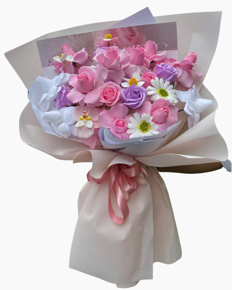 : Bó Soap Flowers Vườn Hồng Tím Mộng - HST75 | Flosa