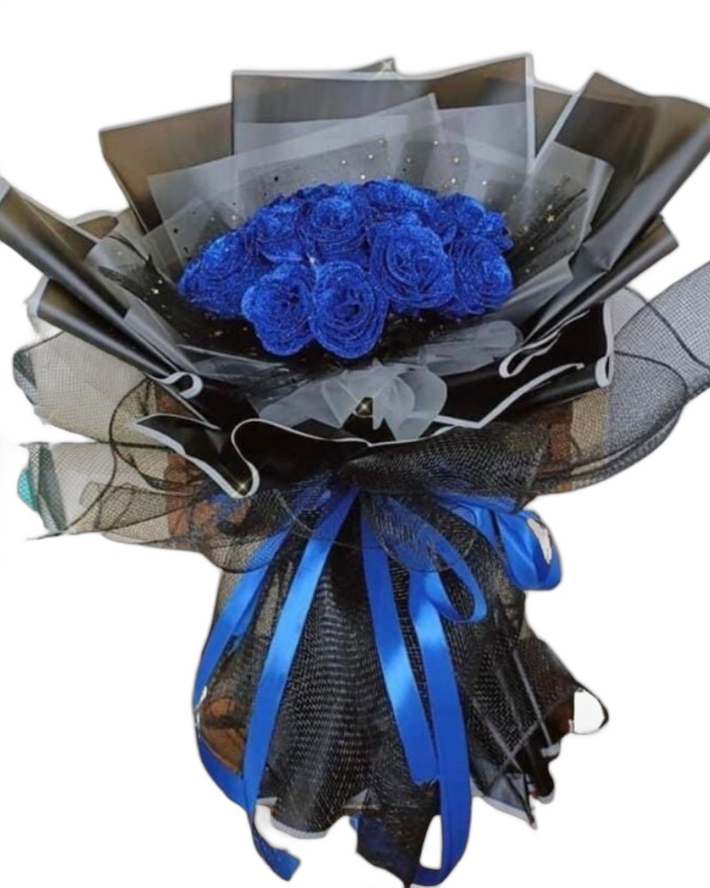 Soap Flowers: Blue Rose Glitter - HST35 - Bó Hoa Hồng Xanh Sáp Thơm Tặng Mẹ